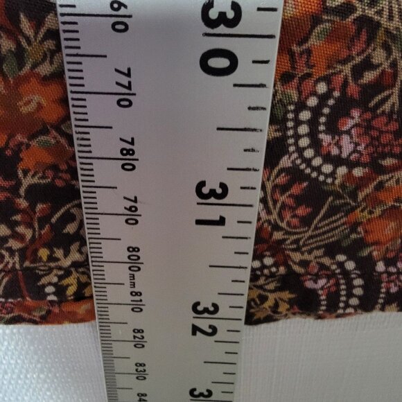 Christopher & Banks Womens Skirt Sz 12 Front Button Orange Paisley BoHo Peasant - Picture 5 of 10